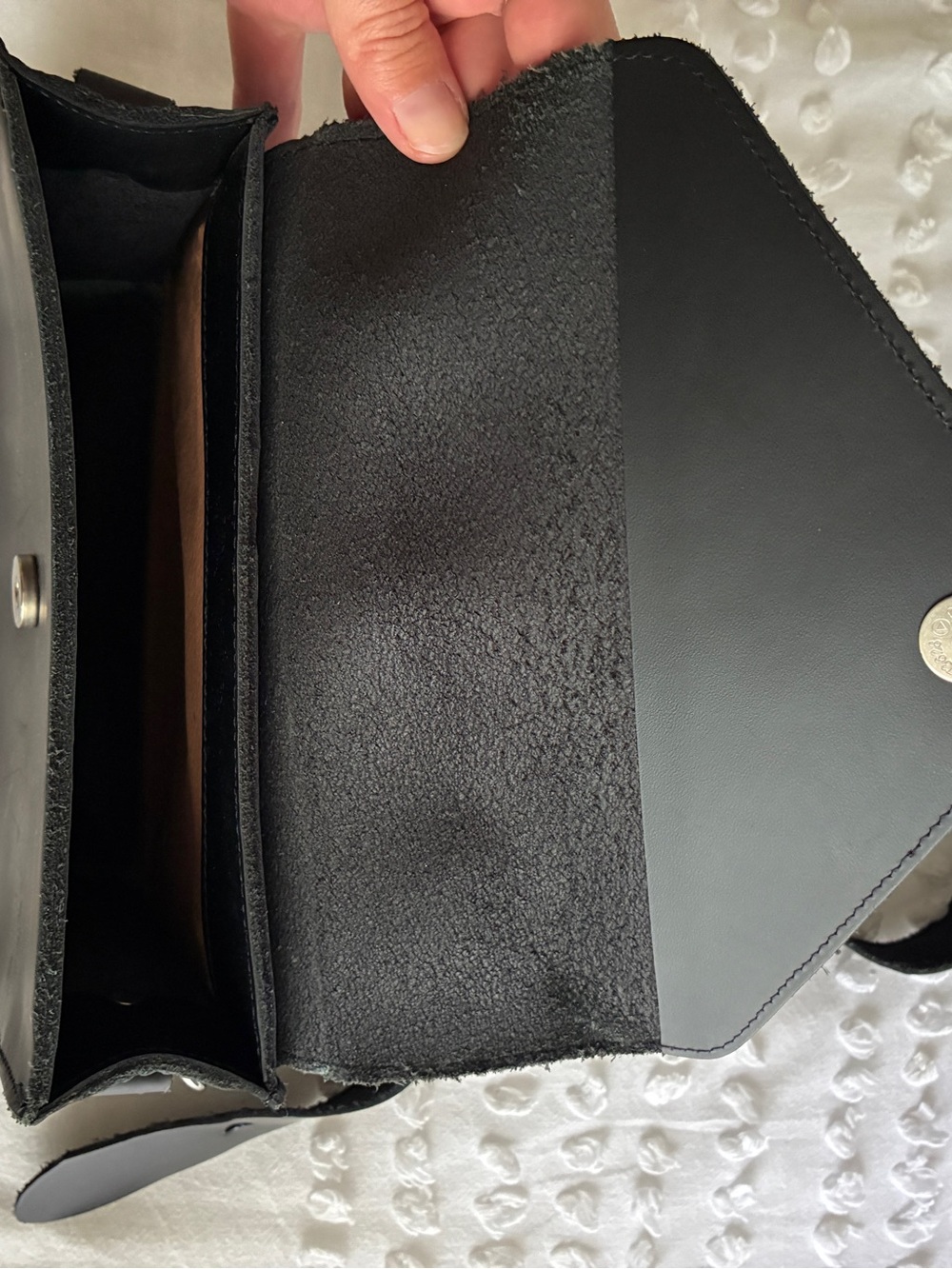Black Leather Envelope Crossbody Bag - Picture 9 of 11